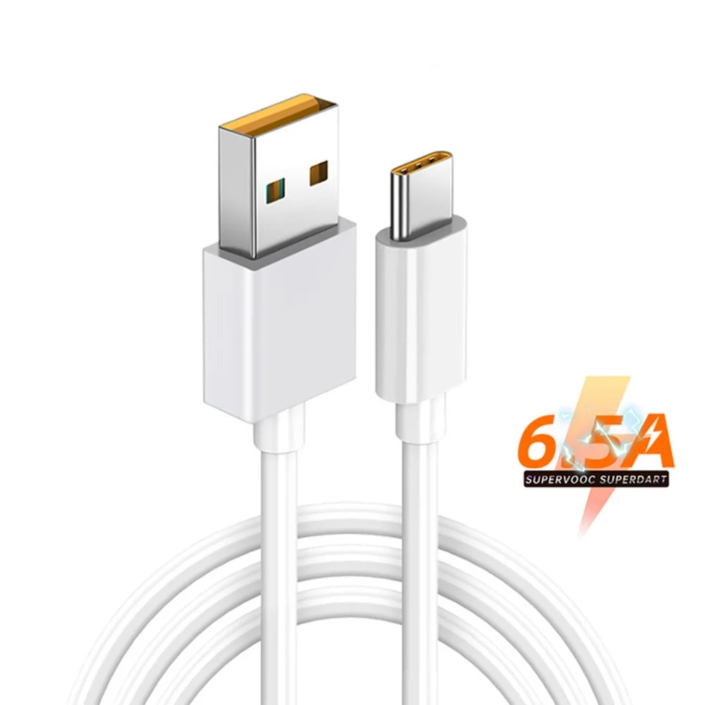 USLION 65W Type-C Super Fast Charging Cable 6.5A Original USB C Fast Phone Charger Data Wire For OPPO Realme GT Oneplus Huawei