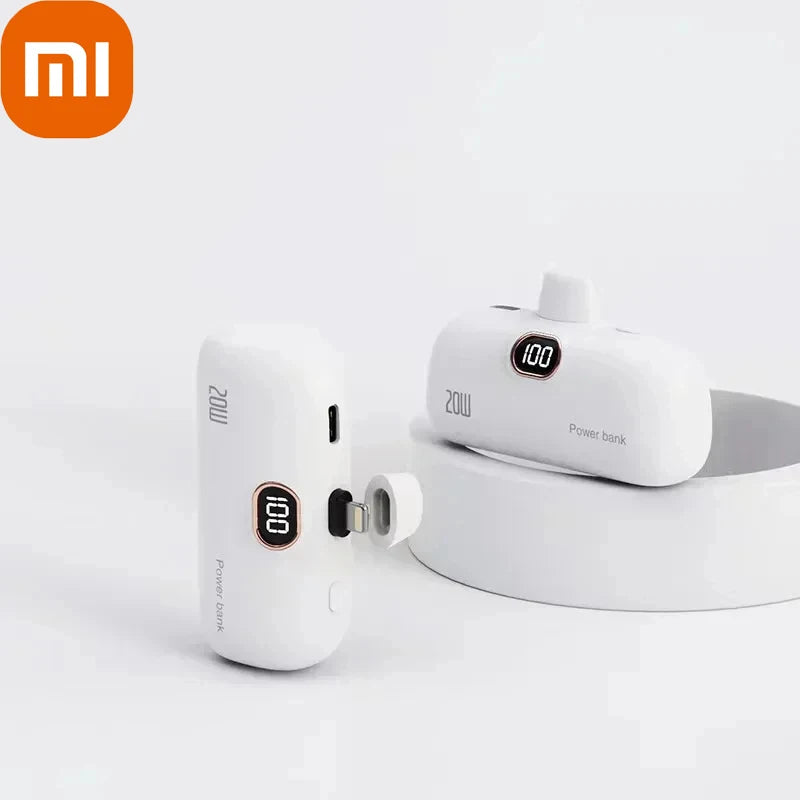 Xiaomi Mini 30000mAh Power Bank Built Cable Portable Mobile Phone Charger External Battery Capsule Powerbank For Type-C iPhone