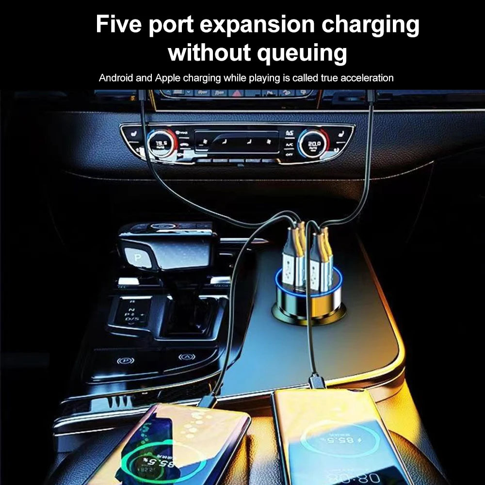 2-6 Ports Car Charger Fast Charging PD QC3.0 USB C Car Phone Charger Type C Adapter in Car For iPhone Samsung Huawei Xiaomi