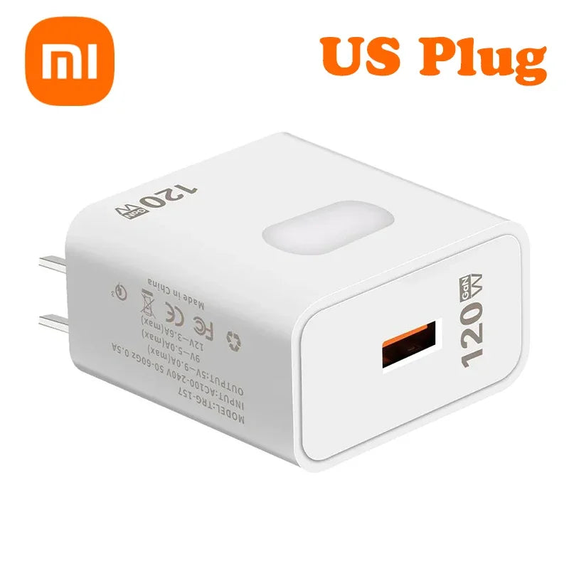 Xiaomi 120W GaN USB Charger Fast Charging QC3.0 USB Type C Cable Mobile Phone Charger Adapter For iPhone Huawei Samsung Charger