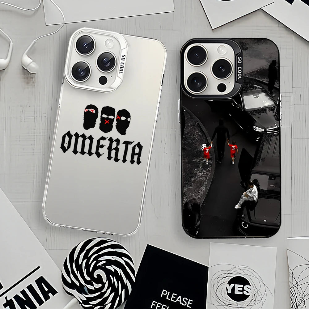 Rapper M-Maes LA VIE CONTINUE Omerta Phone Case For iPhone 12 11 13 14 15 16 Max Pro Plus Mini Laser IMD Color Shell