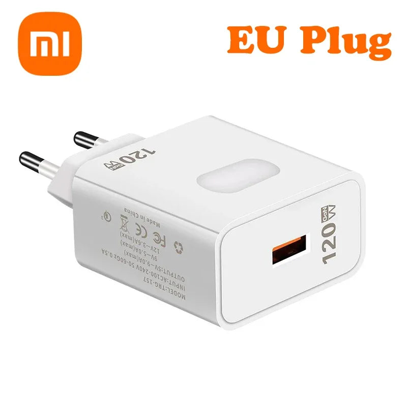 Xiaomi 120W GaN USB Charger Fast Charging QC3.0 USB Type C Cable Mobile Phone Charger Adapter For iPhone Huawei Samsung Charger