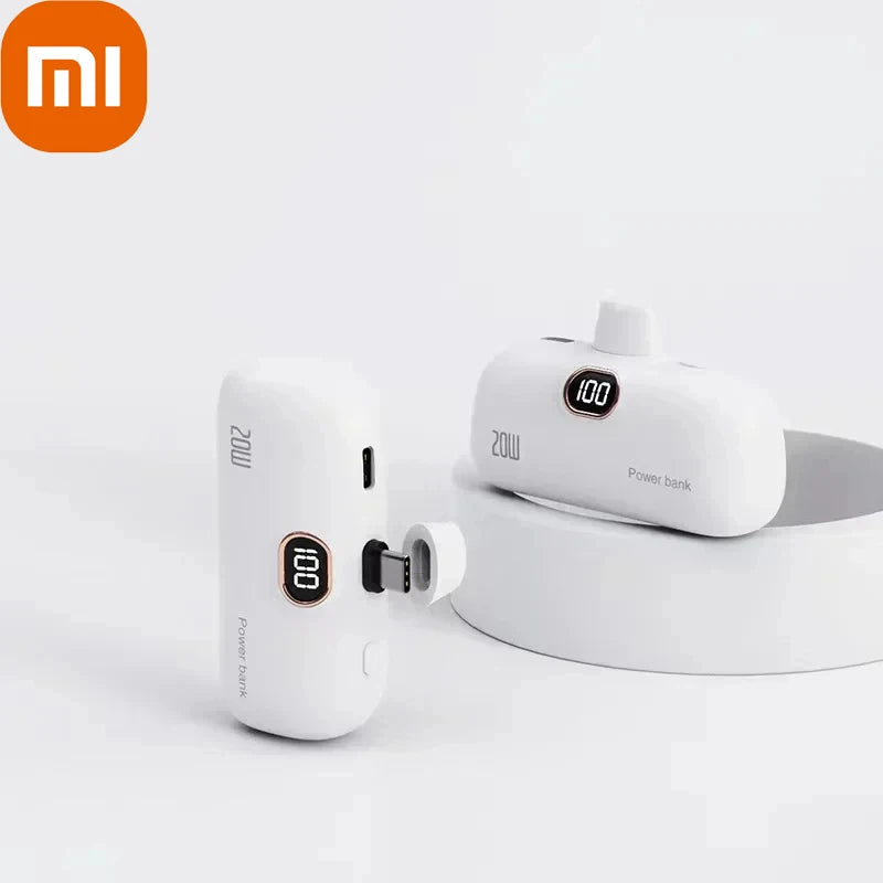 Xiaomi Mini 30000mAh Power Bank Built Cable Portable Mobile Phone Charger External Battery Capsule Powerbank For Type-C iPhone