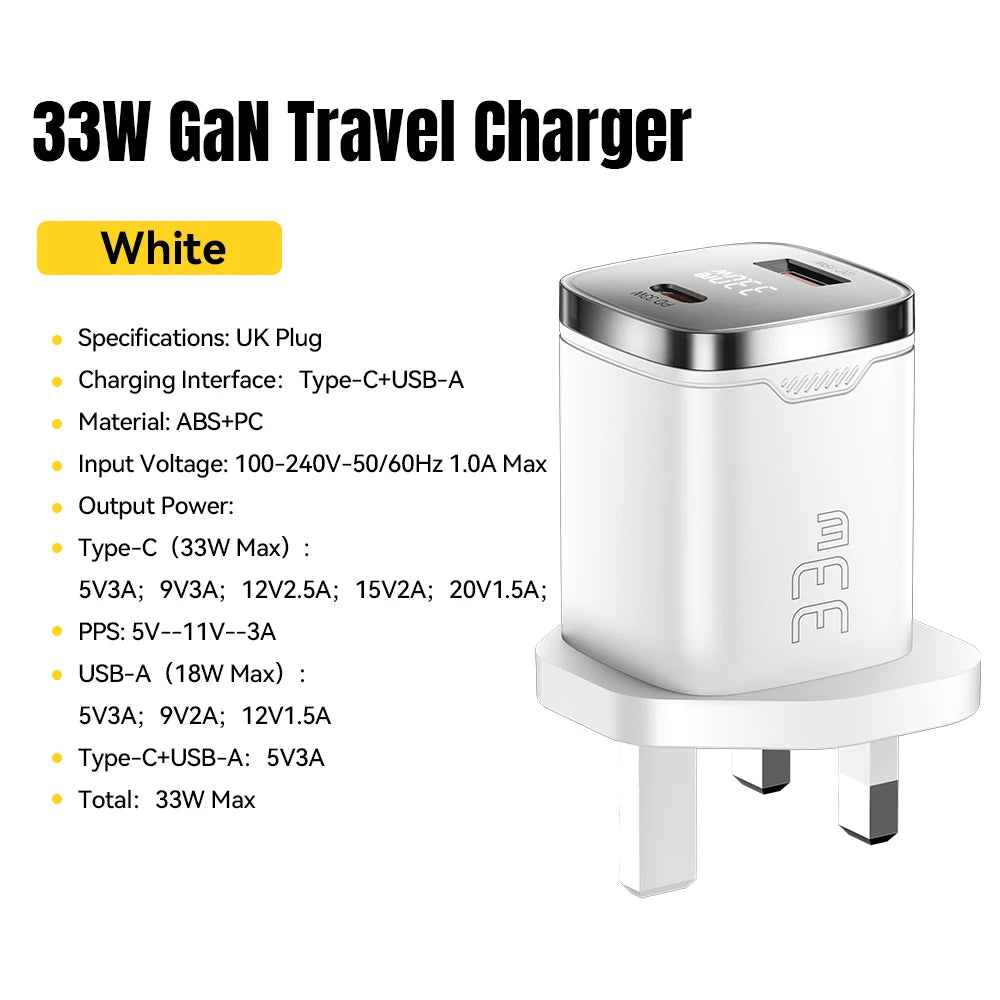 Essager 33W GaN Charger USB Fast Charge PD3.0 Digital Display USB Type-C Charger For iPhone Xiaomi Samsung Huawei Phone Charger