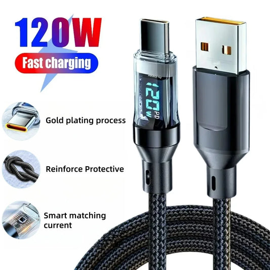 120W Type C To Type C Cable Super Fast Charging USB C Data Cord For iPhone Samsung Xiaomi Huawei Quick Charge Phone Charger Wire