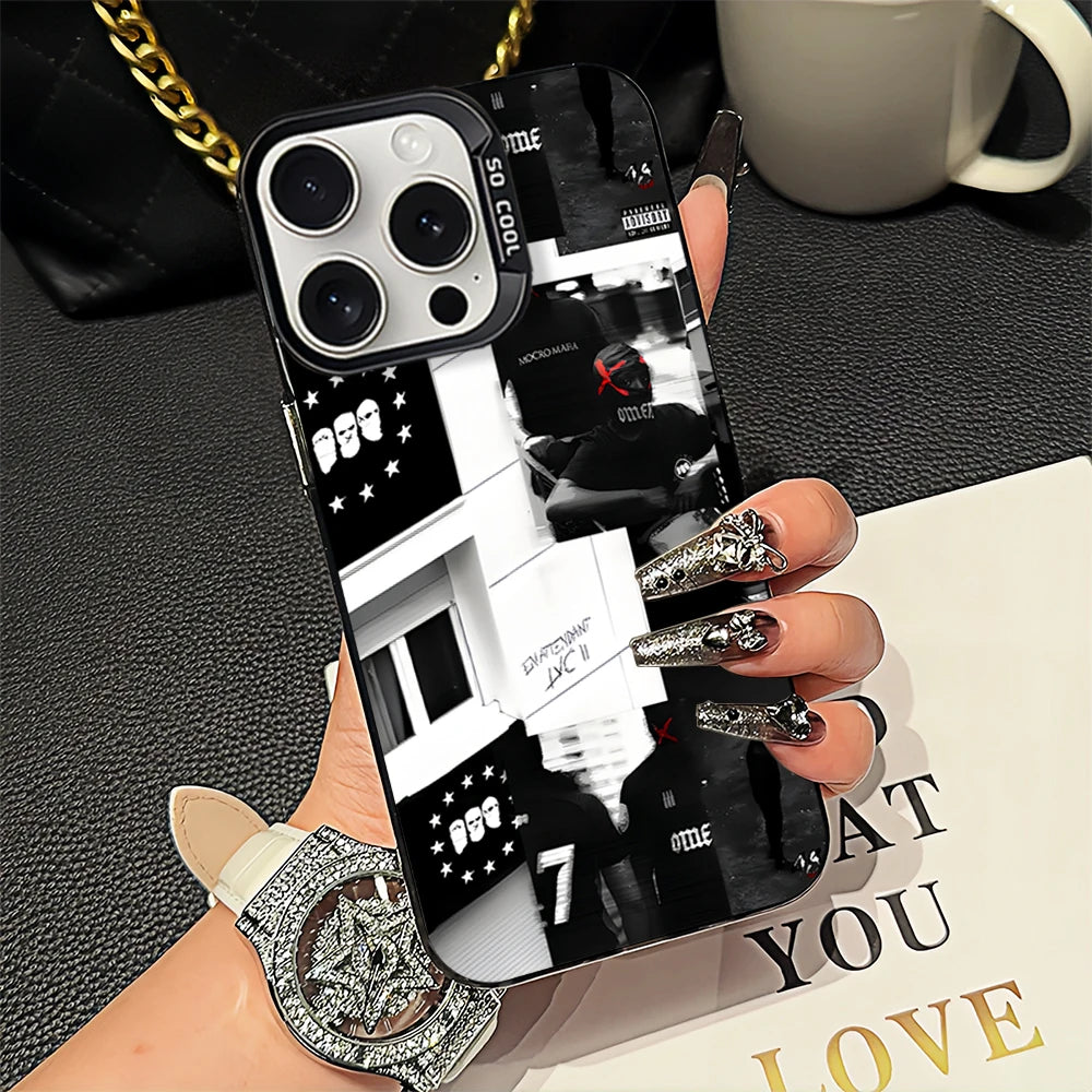 Rapper M-Maes LA VIE CONTINUE Omerta Phone Case For iPhone 12 11 13 14 15 16 Max Pro Plus Mini Laser IMD Color Shell