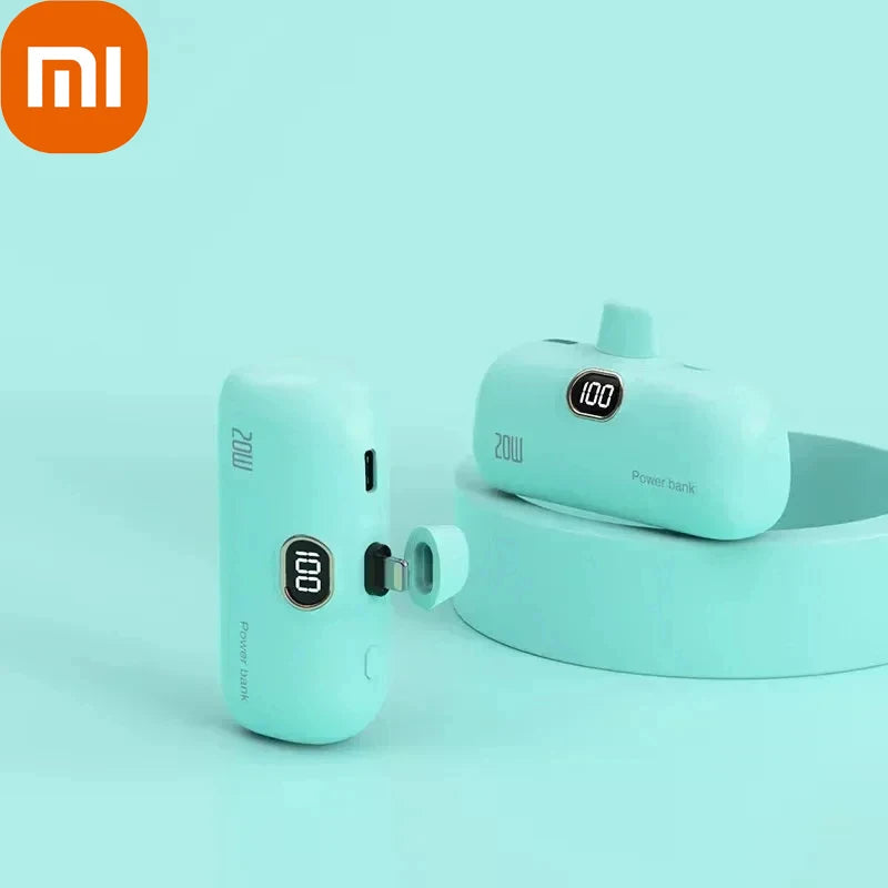 Xiaomi Mini 30000mAh Power Bank Built Cable Portable Mobile Phone Charger External Battery Capsule Powerbank For Type-C iPhone