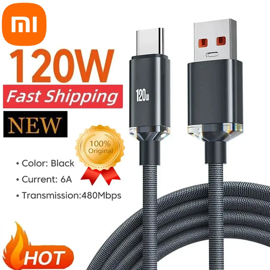 Xiaomi 120W Quick Charge Cords Type C Cable For iPhone 15 Pro Max USB C Cables Super Fast Charger Phone Charger For Samsung