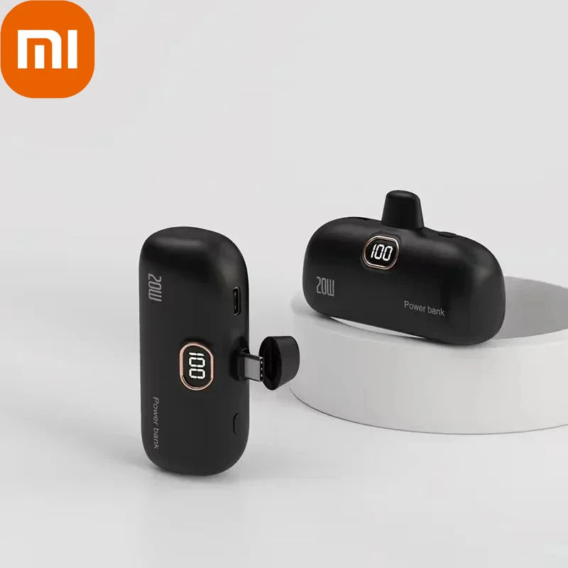 Xiaomi Mini 30000mAh Power Bank Built Cable Portable Mobile Phone Charger External Battery Capsule Powerbank For Type-C iPhone